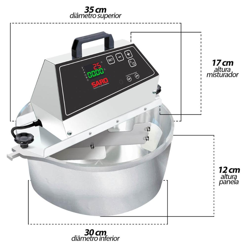 Panela Misturadeira Elétrica Inox 10l Digital Bivolt Automática Doces e Salgados Saro - 3