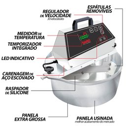 Panela Misturadeira Elétrica Inox 10l Digital Bivolt Automática Doces e Salgados Saro - 2