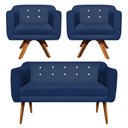Ver imagem 1 de Kit Namoradeira 2 Lugares e 2 Poltronas Julia Azul Marinho