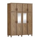Ver imagem 1 de Guarda-Roupa Grécia Casal Imbuia 8 Portas Espelho 3 Gavetas Maleiro Madeira Maciça de Pinus - Cavazo