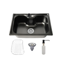 Ver imagem 3 de Kit Cuba Cozinha Gourmet Aço Inox Luxo Preto e Torneira Gourmet 2 Saídas Preta e Dourado Brinovar