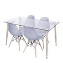 Ver imagem 2 de Conjunto de Sala de Jantar Mesa com Tampo de Vidro com 4 Cadeiras Eames