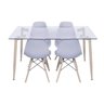Conjunto de Sala de Jantar Mesa com Tampo de Vidro com 4 Cadeiras Eames - 3