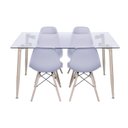 Ver imagem 3 de Conjunto de Sala de Jantar Mesa com Tampo de Vidro com 4 Cadeiras Eames