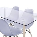 Ver imagem 1 de Conjunto de Sala de Jantar Mesa com Tampo de Vidro com 4 Cadeiras Eames