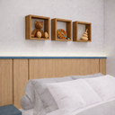 Ver imagem 3 de Kit 3 Nichos 30x30 Mdf Quarto Sala Banheiro Decoração:freijó