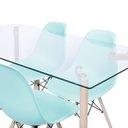Ver imagem 2 de Conjunto de Sala de Jantar Mesa com Tampo de Vidro com 4 Cadeiras Eames