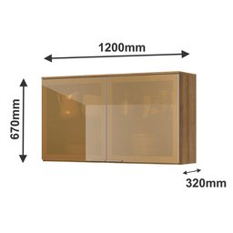 Armário Aéreo Cozinha Paola 2 Portas Vidro Reflecta Delmarco Mel - 3