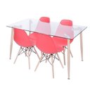 Ver imagem 2 de Conjunto de Sala de Jantar Mesa com Tampo de Vidro com 4 Cadeiras Eames 
