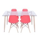 Ver imagem 3 de Conjunto de Sala de Jantar Mesa com Tampo de Vidro com 4 Cadeiras Eames 
