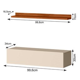 Bancada Suspensa e Prateleira 99cm Slat M20 Cinamomo/off - Mpozenato - 4