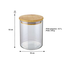 Pote de Vidro Slim com Tampa Bambu Pequeno 0,7L Euro - Branco - 2