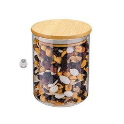 Pote de Vidro Slim com Tampa Bambu Pequeno 0,7L Euro - Branco - 3