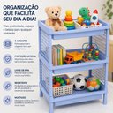 Ver imagem 3 de Kit 2 Estante Azul 3 Andares Multiuso Rack Infantil Organizador Brinquedos Prateleiras Modular Frute