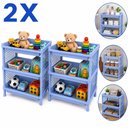 Ver imagem 1 de Kit 2 Estante Azul 3 Andares Multiuso Rack Infantil Organizador Brinquedos Prateleiras Modular Frute