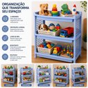 Ver imagem 6 de Kit 2 Estante Azul 3 Andares Multiuso Rack Infantil Organizador Brinquedos Prateleiras Modular Frute
