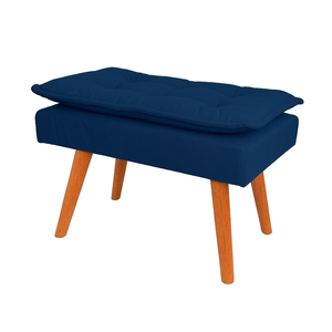 Banqueta Puff Decorativo Opala Azul Marinho Pé Palito