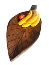 Ver imagem 1 de Fruteira Petisqueira Bandeja de Madeira Folha Grande