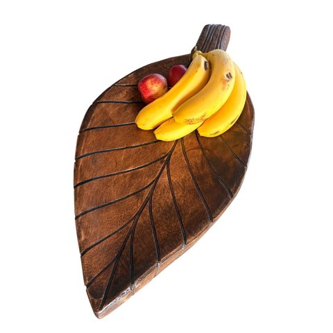 Fruteira Petisqueira Bandeja de Madeira Folha Grande