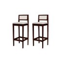 Ver imagem 2 de Kit 2 Banquetas Assento Encosto Estofado em Sintetico Hellen:imbuia com Sintetico Bege