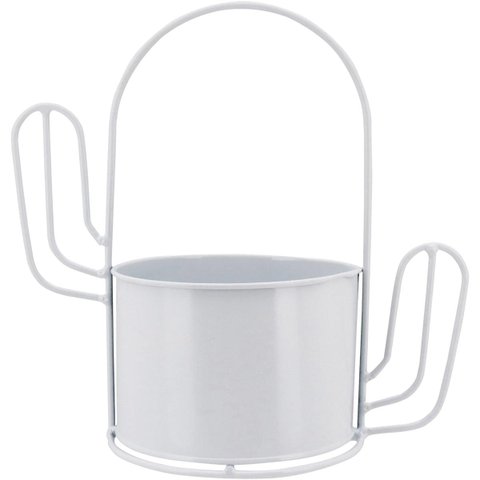 Garden Cachepô 23x24x13cm Metal Branco Cacto