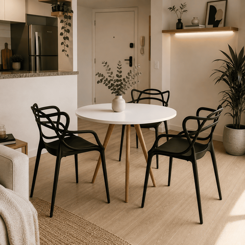 Conjunto Mesa de Jantar Redonda 70cm com 3 Cadeiras Allegra para Cozinha Sala de Jantar e Apartament