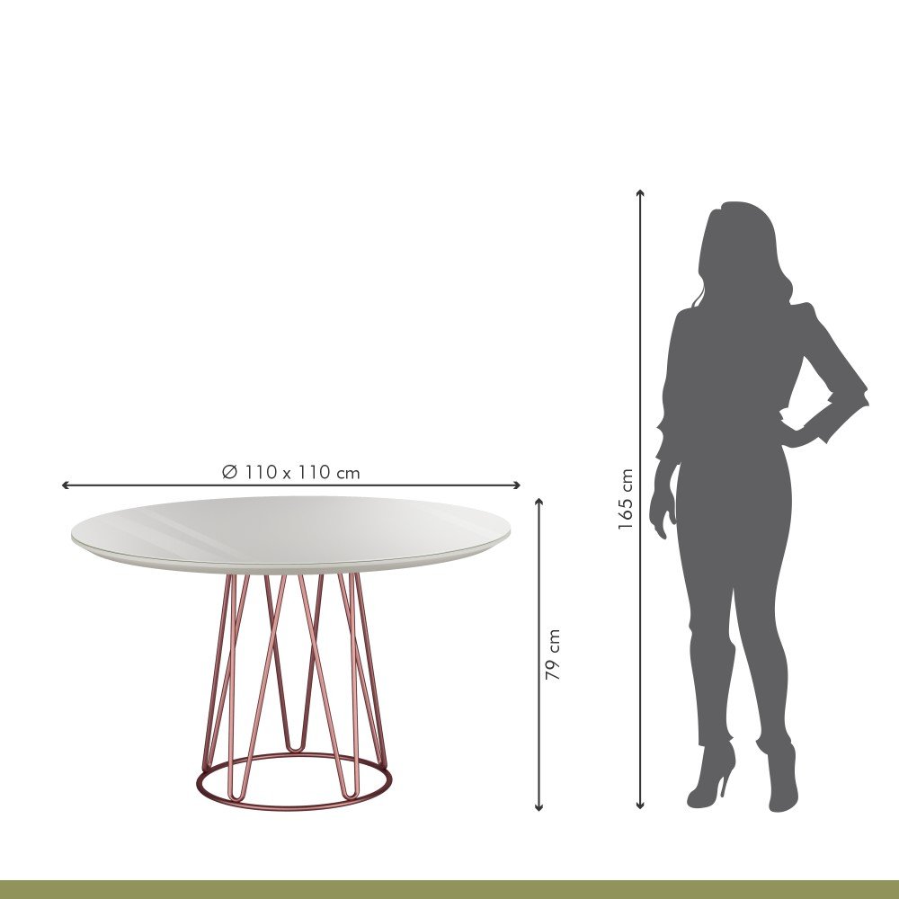 Mesa de Jantar 110cm Tampo MDF Laqueado/Vidro Dubai Mais Decor - 5