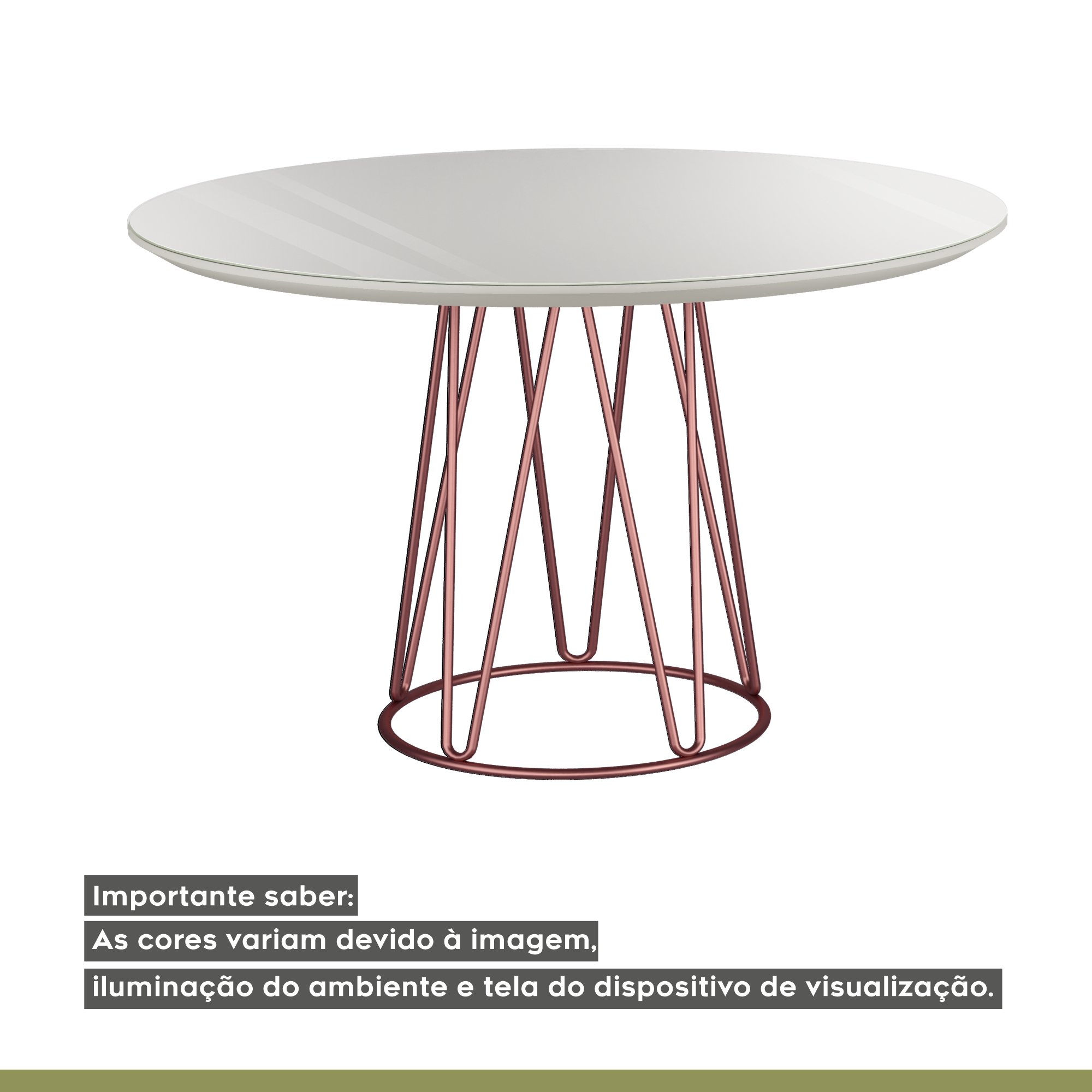 Mesa de Jantar 110cm Tampo MDF Laqueado/Vidro Dubai Mais Decor - 9