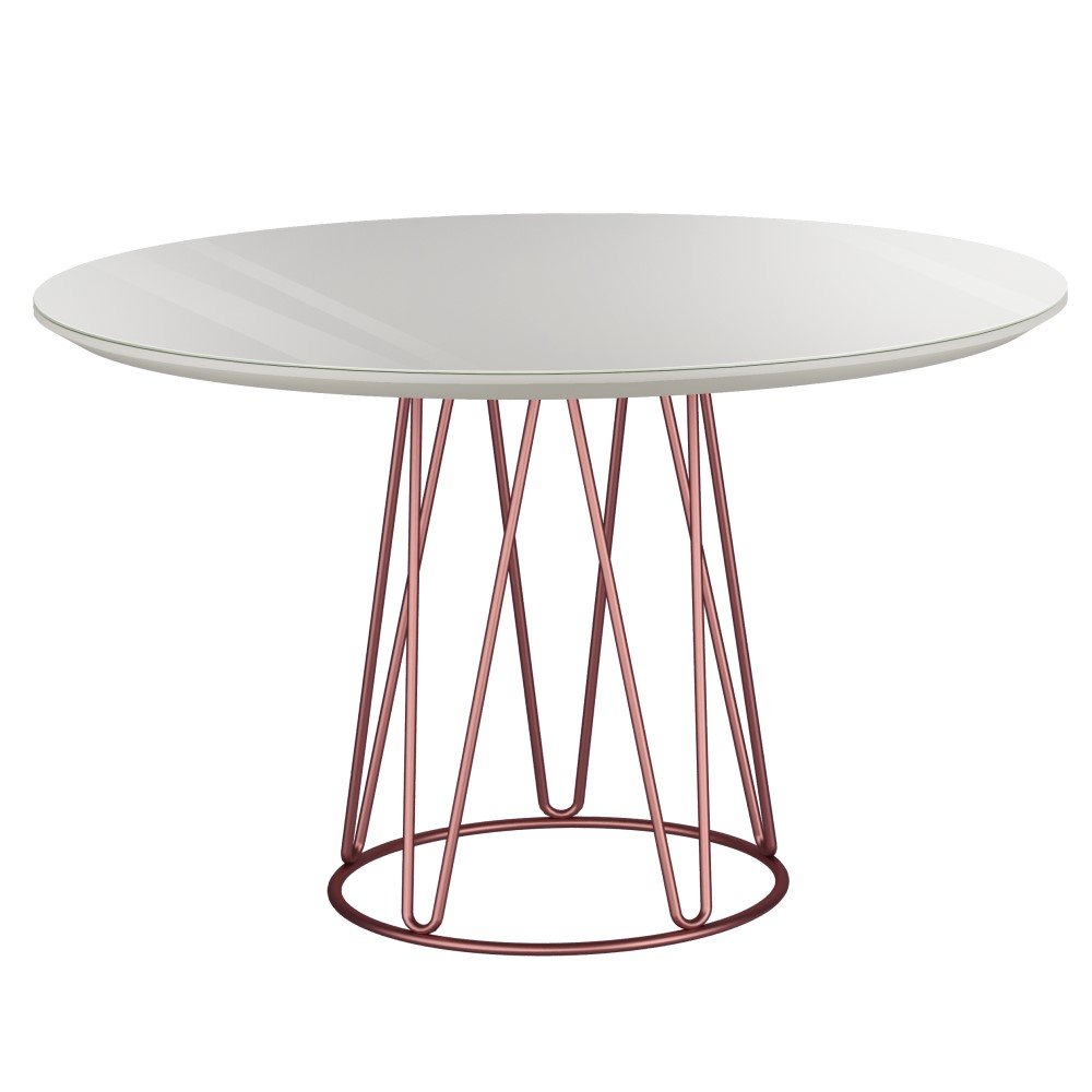 Mesa de Jantar 110cm Tampo MDF Laqueado/Vidro Dubai Mais Decor - 7