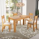 Ver imagem 1 de Conjunto para Sala de Jantar com 4 Cadeiras Cloe Marrom/Mel/Bege
