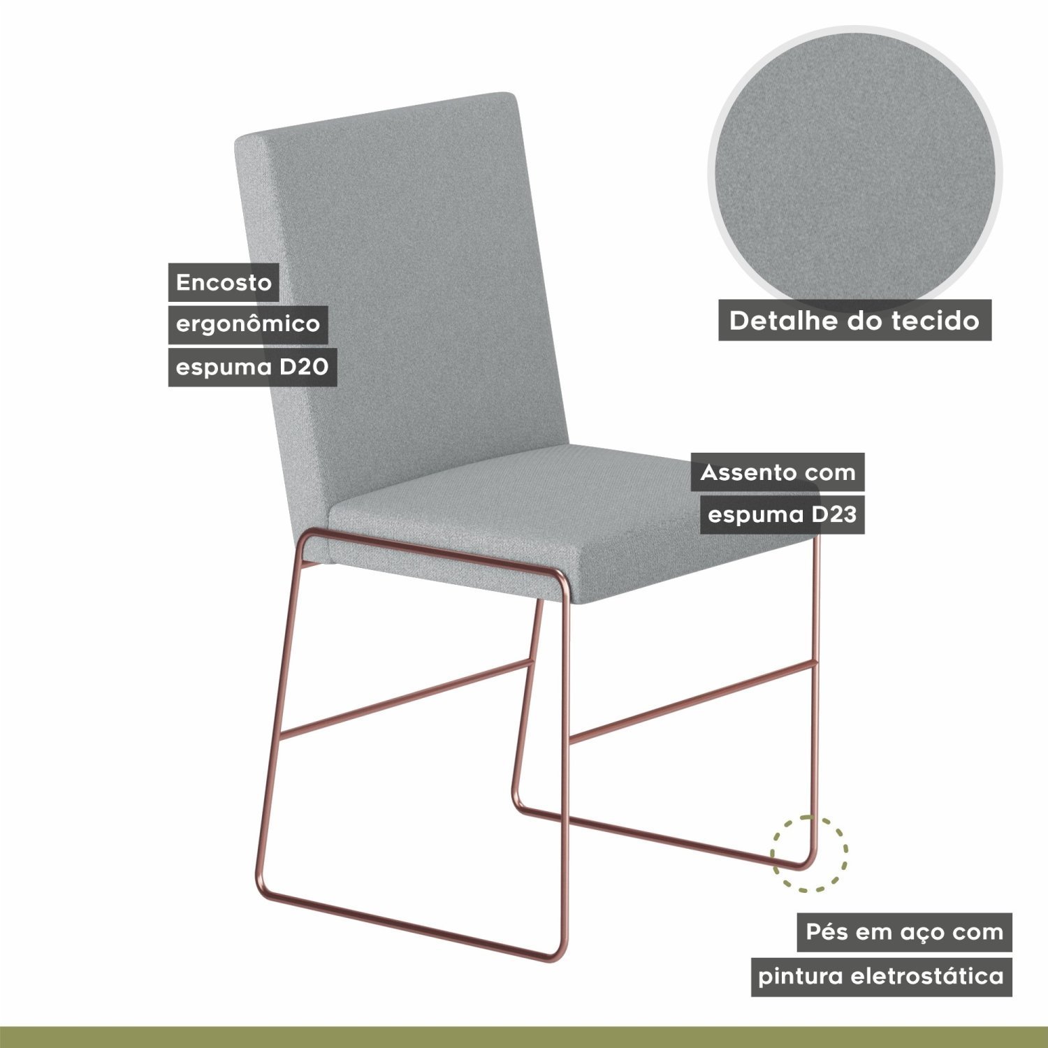 Conjunto Sala de Jantar Mesa 110cm Tampo MDF Laqueado/Vidro com 4 Cadeiras Dubai  - 10