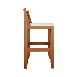 Kit 3 Banquetas em Madeira Maciça Ibiza Ilha 78 Cm - Malbec Assento Off White - 6