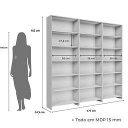 Kit 3 Estantes para Livros LV200 - 4