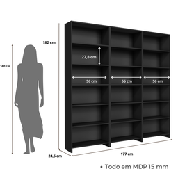 Kit 3 Estantes para Livros LV200 - 4