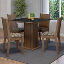 Ver imagem 1 de Conjunto Sala de Jantar Mesa Tampo de Madeira 4 Cadeiras Rustic/preto/bege Marrom Samara Madesa