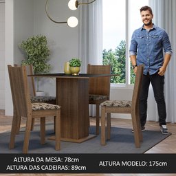 Conjunto Sala de Jantar Mesa Tampo de Madeira 4 Cadeiras Rustic/preto/bege Marrom Samara Madesa - 5