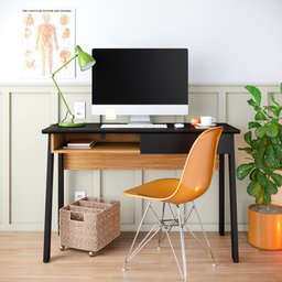 Mesa para Computador Escrivaninha 01 Gaveta Click 120 cm Preto Fosco e Noce Milano - D'Rossi - 2