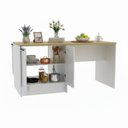 Ver imagem 2 de Bancada de Cozinha em MDF 4 Portas Americanas com Tampo Amadeirado Grazi Branco/Carvalho Tropical
