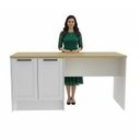 Ver imagem 5 de Bancada de Cozinha em MDF 4 Portas Americanas com Tampo Amadeirado Grazi Branco/Carvalho Tropical