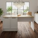 Ver imagem 1 de Bancada de Cozinha em MDF 4 Portas Americanas com Tampo Amadeirado Grazi Branco/Carvalho Tropical
