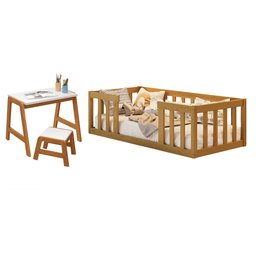 Kit Cama Montessori Infantil com Colchão e Mesinha com Banco de Estudo - 2