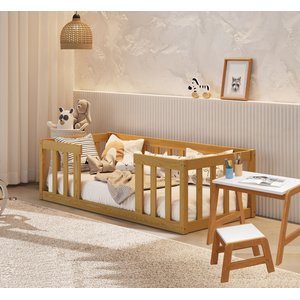 Kit Cama Montessori Infantil com Colchão e Mesinha com Banco de Estudo