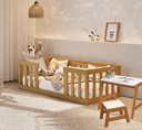 Ver imagem 1 de Kit Cama Montessori Infantil com Colchão e Mesinha com Banco de Estudo