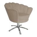 Ver imagem 3 de Poltrona Estofada Decorativa 1 Lugar Base Giratória de Metal Pétala Suede Cappuccino - LM DECOR