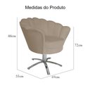 Ver imagem 4 de Poltrona Estofada Decorativa 1 Lugar Base Giratória de Metal Pétala Suede Cappuccino - LM DECOR