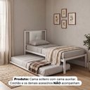 Ver imagem 2 de Cama Solteiro Bruna Estilo Militar 100% Aço Branco com Cama Auxiliar e Cabeceira Estofada Branco