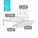 Ver imagem 3 de Cama Solteiro Bruna Estilo Militar 100% Aço Branco com Cama Auxiliar e Cabeceira Estofada Branco