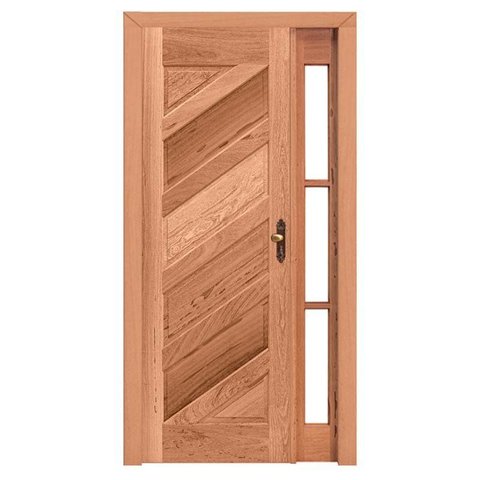 Kit Porta de Madeira Maciça PE26 Vidro Lateral de Cedro Arana Esel 213AX130L Lado Esquerdo
