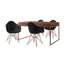Ver imagem 6 de Mesa Jantar Industrial Amêndoa 137X90Cm Com 4 Poltronas Pretas Base Cobre Cor: Amendoa