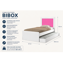 Ver imagem 2 de Cama Solteiro com Auxiliar Retrátil Acompanha 2 Colchões D33 Solteiro Estrutura Resistente:Branco/Ro